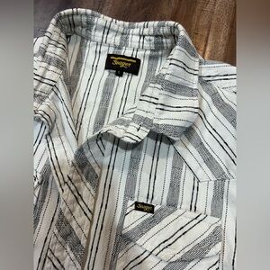Seager Men's Black and White Striped Casual Button Down Shirt